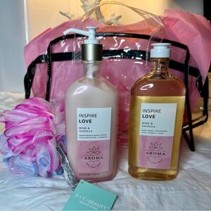 Bath & Body Works Inspire Love Rose & Vanilla Bath Set